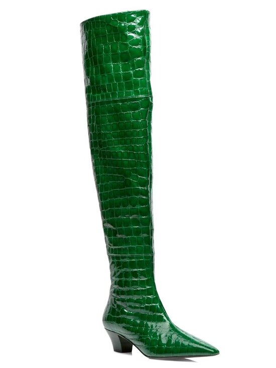 Aquazzura Shoes - Aquazzura Tres Gainsbourg Womens Croc Leather Over the Knee Boot IT 37.5, US 7.5